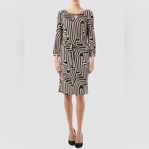 Joseph Ribkoff Dress Style 153775 A-Line Knee Length Tan and Black